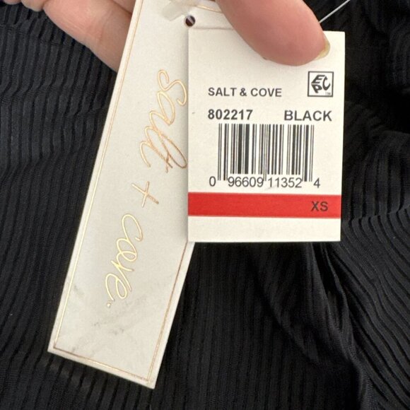 Salt + Cove Junior XS Ribbed Plunge Halter Tankini Top Black NWT 9401 - Picture 10 of 16